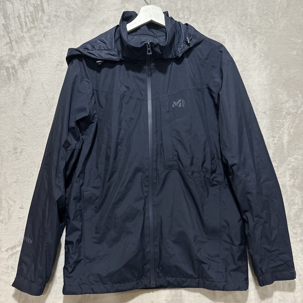 MILLET Men's Jacket Size L Gore-Tex Full Zip Hoodie Zip Pocket Navy MVTSG400M6